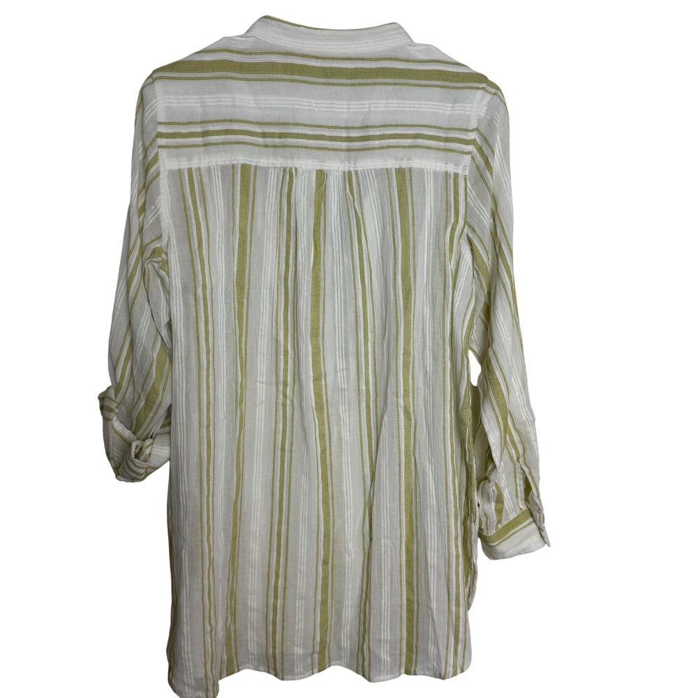 Soft Surroundings Women's M Striped Tunic Top Teal Beaded Embellishment Cotton - Picture 9 of 9